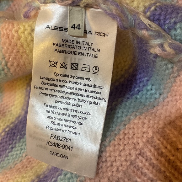 Alessandra Rich Stripe Mohair Knitted Cardigan With Hotfix size 44 - Picture 6 of 9